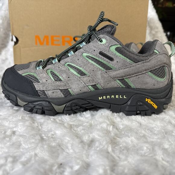 Merrell Women's MOAB 2 WP Hiking Shoe Drizzle/Mint J06028 Size: 9.5 W - Picture 2 of 11